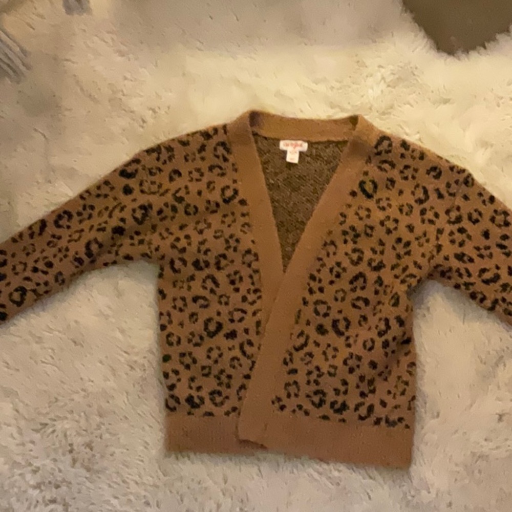 Cat & Jack Brown Leopard Print Cardigan Sweater